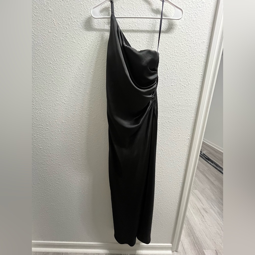 Black Satin Bridesmaid Dress - Size 8